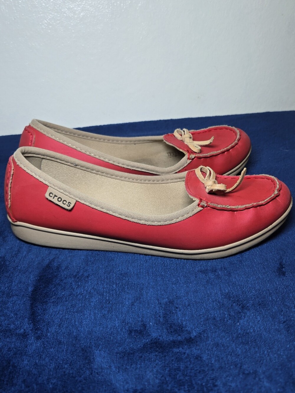 Crocs Wrap Womens 7 Ballet Flat Mocassin Moc Toe Slip On Shoe ColorLite Red Pink